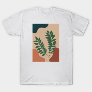 Two Tropical Leaves - Abstract Boho T-Shirt